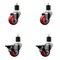 Service Caster 3'' Red Poly Wheel Swivel 1-7/8'' Expanding Stem Caster Set 2 Brakes, 4PK SCC-EX20S314-PPUB-RED-2-PLB-2-178 - alternate 1